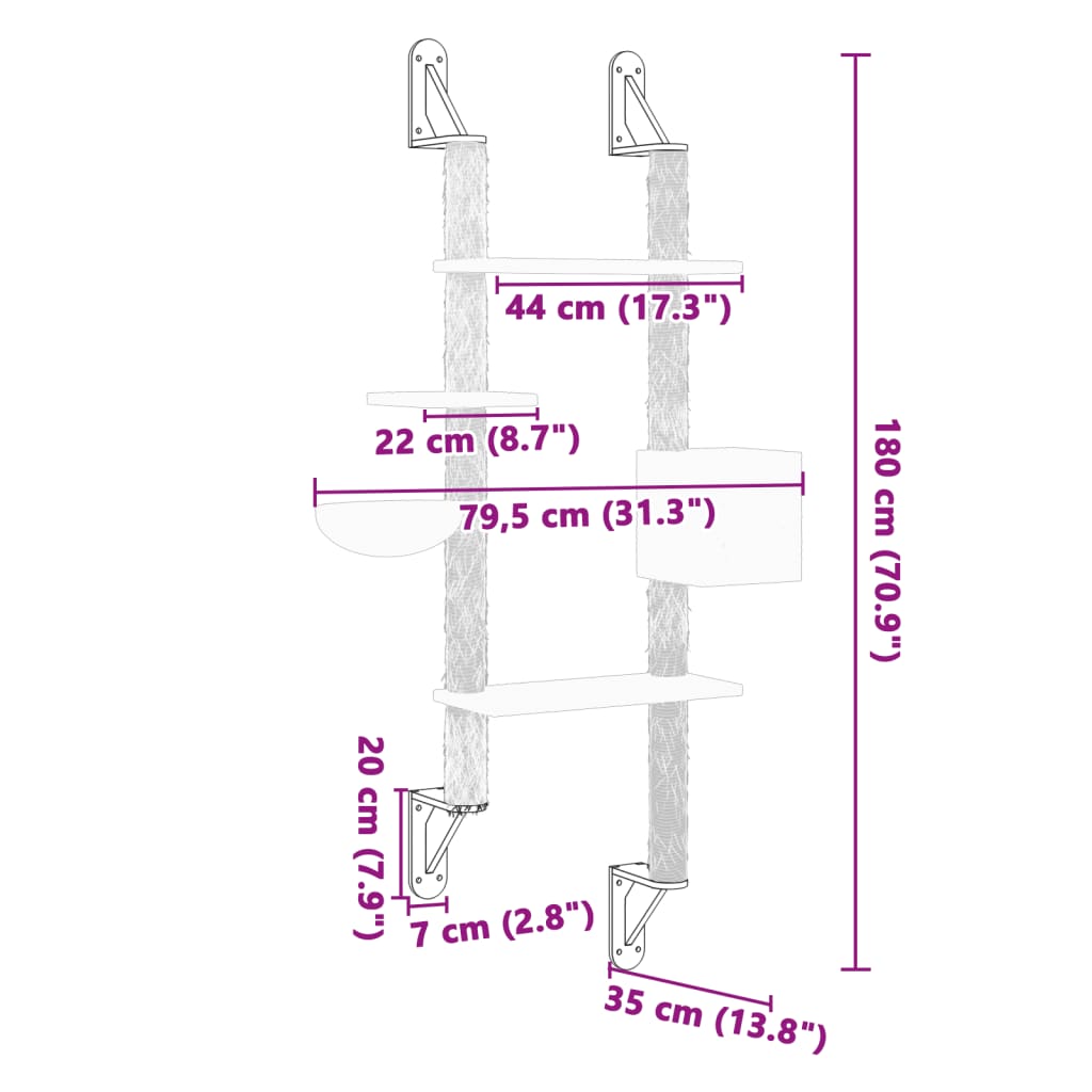 Väggmonterat Klösträd Med Klöspelare 180 Cm